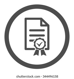 Certified vector icon. Style is flat rounded symbol, gray color, rounded angles, white background.