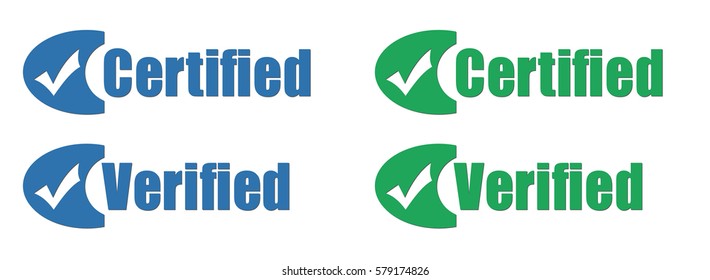 Certified verified labels on white background