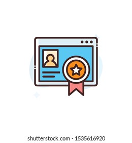 Certified Web vector illustration. Outline filled Seo & Web icons.