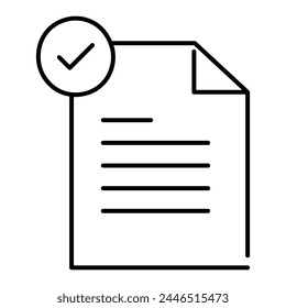 Certify document approval with checkmark symbols, indicating thorough review, compliance, and endorsement of content, ensuring reliability and trustworthiness.. Editbable Stroke Icon.