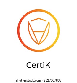 CertiK Cryptocurrency coin icon. CTK coin symbol. Cryptocurrency vector icon. Flat Vector illustration - Vector