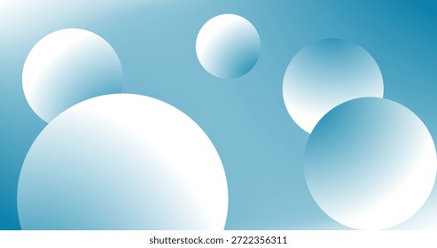 Cerulean Blue Gradient Abstract background with white Bubbles for Copy Space