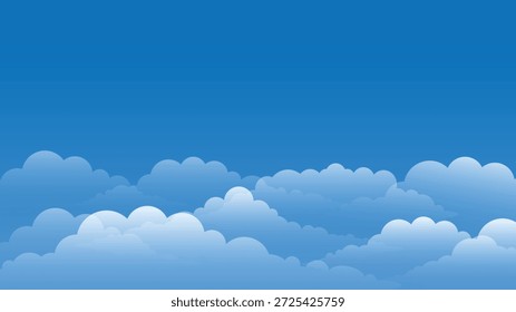 Céu ceruleano com nuvens estilizadas - Atmosfera de gradiente suave
