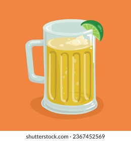 Cerveza, Mexican Beer with lime, vector illustration