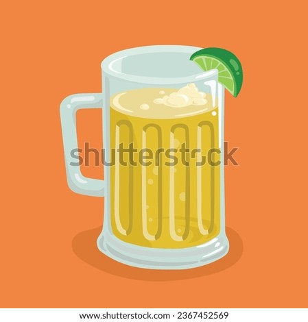 Cerveza, Mexican Beer with lime, vector illustration