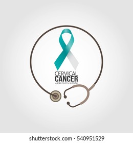 Cervical Cancer Awareness In January. Vector Illustration