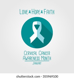Cervical Cancer Awareness Logo. Vector Illustration.Green Background