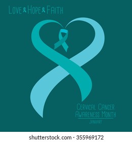 Cervical Cancer Awareness Logo. Vector Illustration.Green Background