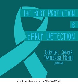 Logotipo de sensibilización sobre el cáncer cervical. Ilustración del vector.Fondo verde