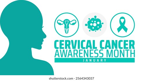 Cervical Cancer Awareness Month background banner or poster design template. observed every year in January. Holiday concept. Use to any Template, card, poster, placard, template.