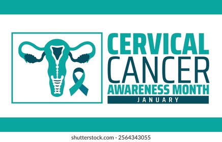 Cervical Cancer Awareness Month background banner or poster design template. observed every year in January. Holiday concept. Use to any Template, card, poster, placard, template.