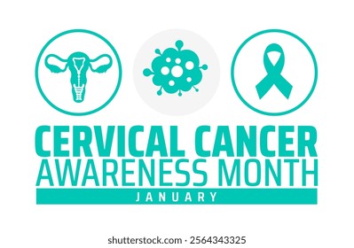 Cervical Cancer Awareness Month background banner or poster design template. observed every year in January. Holiday concept. Use to any Template, card, poster, placard, template.
