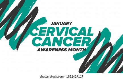 Cervical Cancer Awareness Month. Celebrate annual in January. Woman healthcare. Girl solidarity. Cancer prevention. Female disease. Medical healthcare concept. Poster, banner and background. Vector