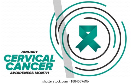 Cervical Cancer Awareness Month. Celebrate annual in January. Woman healthcare. Girl solidarity. Cancer prevention. Female disease. Medical healthcare concept. Poster, banner and background. Vector