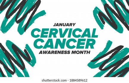 Cervical Cancer Awareness Month. Celebrate annual in January. Woman healthcare. Girl solidarity. Cancer prevention. Female disease. Medical healthcare concept. Poster, banner and background. Vector