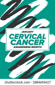 Cervical Cancer Awareness Month. Celebrate annual in January. Woman healthcare. Girl solidarity. Cancer prevention. Female disease. Medical healthcare concept. Poster, banner and background. Vector