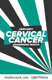 Cervical Cancer Awareness Month. Celebrate annual in January. Woman healthcare. Girl solidarity. Cancer prevention. Female disease. Medical healthcare concept. Poster, banner and background. Vector