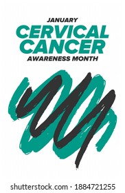 Cervical Cancer Awareness Month. Celebrate annual in January. Woman healthcare. Girl solidarity. Cancer prevention. Female disease. Medical healthcare concept. Poster, banner and background. Vector