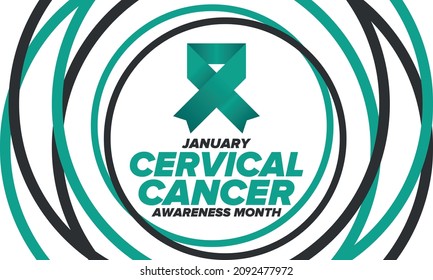 Cervical Cancer Awareness Month. Celebrate annual in January. Woman healthcare. Girl solidarity. Cancer prevention. Female disease. Medical healthcare concept. Poster, banner and background. Vector