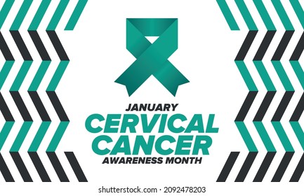 Cervical Cancer Awareness Month. Celebrate annual in January. Woman healthcare. Girl solidarity. Cancer prevention. Female disease. Medical healthcare concept. Poster, banner and background. Vector