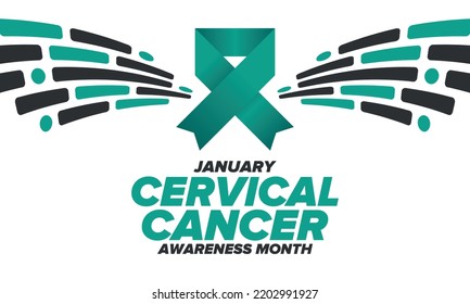 Cervical Cancer Awareness Month. Celebrate annual in January. Woman healthcare. Girl solidarity. Cancer prevention. Female disease. Medical healthcare concept. Poster, banner and background. Vector