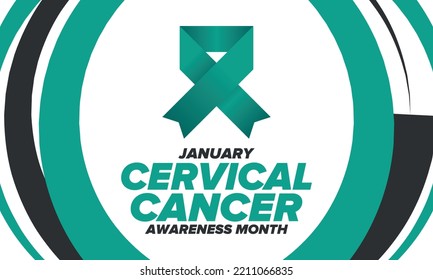 Cervical Cancer Awareness Month. Celebrate annual in January. Woman healthcare. Girl solidarity. Cancer prevention. Female disease. Medical healthcare concept. Poster, banner and background. Vector