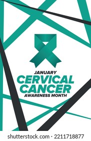 Cervical Cancer Awareness Month. Celebrate annual in January. Woman healthcare. Girl solidarity. Cancer prevention. Female disease. Medical healthcare concept. Poster, banner and background. Vector