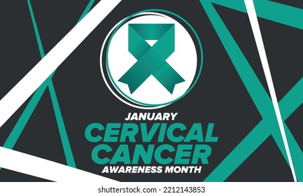 Cervical Cancer Awareness Month. Celebrate annual in January. Woman healthcare. Girl solidarity. Cancer prevention. Female disease. Medical healthcare concept. Poster, banner and background. Vector