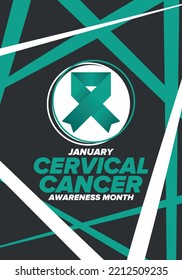 Cervical Cancer Awareness Month. Celebrate annual in January. Woman healthcare. Girl solidarity. Cancer prevention. Female disease. Medical healthcare concept. Poster, banner and background. Vector