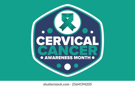 Cervical Cancer Awareness Month. Celebrate annual in January. Woman healthcare. Girl solidarity. Cancer prevention. Female disease. Medical healthcare concept. Poster, banner and background. Vector