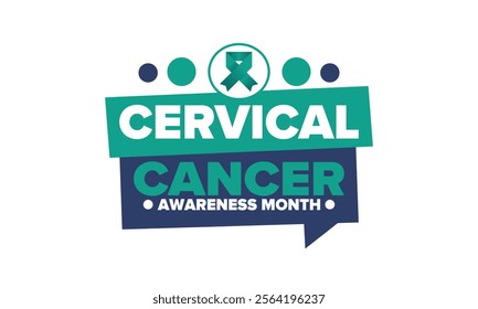 Cervical Cancer Awareness Month. Celebrate annual in January. Woman healthcare. Girl solidarity. Cancer prevention. Female disease. Medical healthcare concept. Poster, banner and background. Vector