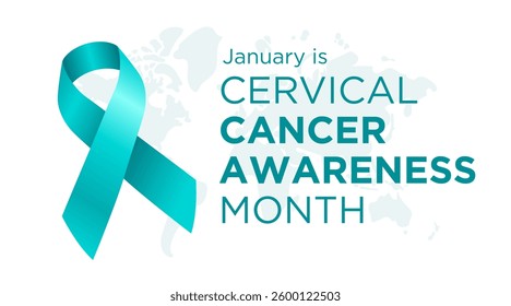 Cervical Cancer Awareness Month Design with Teal awareness Ribbon Illustration