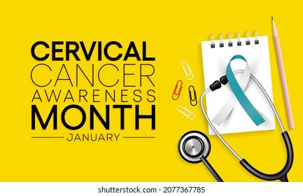 Cervical Cancer awareness month is observed every year in January, It occurs most often in women over age 30. Vector illustration