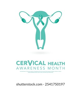 Mês de conscientização do câncer do colo do útero é observado todos os anos em janeiro, ocorre mais frequentemente em mulheres com mais de 30 anos. Câncer cervical Consciência Caligrafia Poster Design. ilustração vetorial