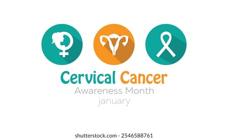 Cervical Cancer Awareness Month observed each year during January. Healthcare Medical Awareness  concept. Vector template for banner, greeting card, poster with background.