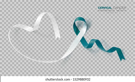 Mes de Concienciación sobre el Cáncer Cervical. Cinta De Tales Y Blancos Aislada En Fondo Transparente. Plantilla De Diseño Del Vector Para El Afiche.  Ilustración.