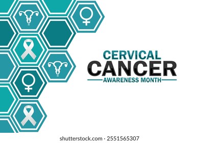 Cervical Cancer Awareness Month wallpaper with shapes and typography, banner, card, poster, template. Cervical Cancer Awareness Month, Modern background