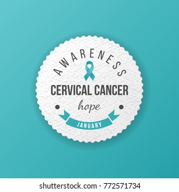 Cervical Cancer Awareness Paper Emblem. Vector Illustration