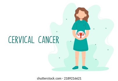 Cervical cancer concept. Female reproductive system. World Cancer Awareness Day. Women health.