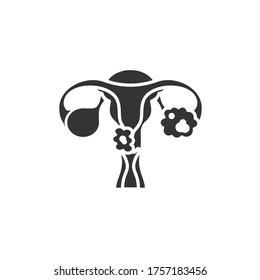 Cervical Cancer Glyph Black Icon. Female Reproductive System Disease. Concept. Malignant Neoplasm. Sign For Web Page, Mobile App, Button, Logo. Vector Isolated Element