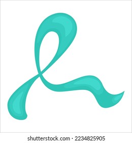 Cervical cancer poster with teal and white ribbon. Ovarian disease symbol for January awareness month. Medical concept.