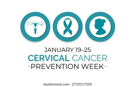 La Semana de la Prevención del Cáncer Cervicouterino hace hincapié en la protección contra el VPH, la detección temprana y la conciencia vital sobre la salud para salvaguardar el bienestar de las mujeres. Cartel de Anuncio, volante y Plantilla de diseño de fondo. 