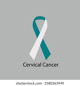 Cervical cancer ribbon isolated on gray background Vector illustration