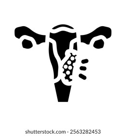 cervical cancer woman disease glyph icon vector. cervical cancer woman disease sign. isolated symbol illustration