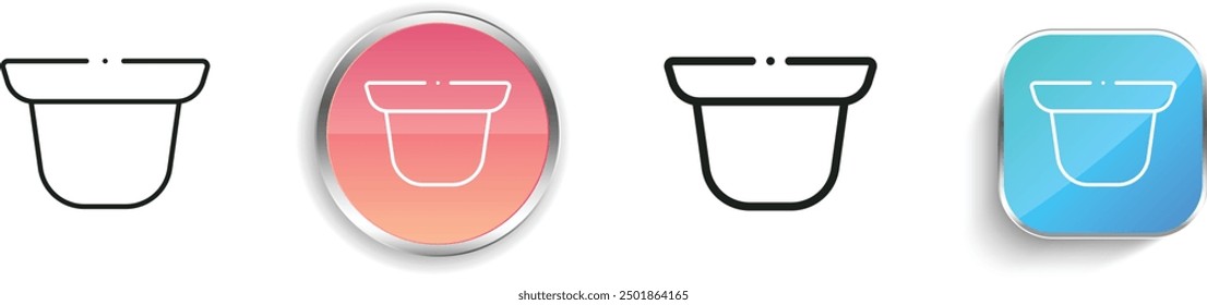 Icono de tapa cervical. Diseño de estilo lineal delgado, regular y de Botón aislado sobre fondo blanco