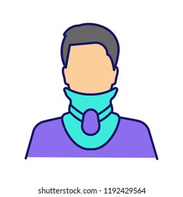 Cervical collar color icon. Neck brace. Medical foam neck support. Orthopedic collar. Cervical spine stabilization. Traumatic head and neck injuries treatment. Isolated vector illustration svg