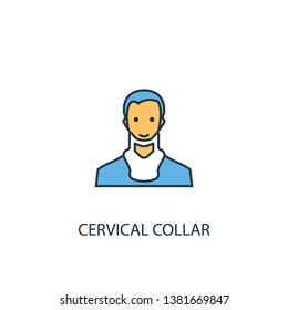 cervical collar concept 2 colored line icon. Simple yellow and blue element illustration. cervical collar concept outline symbol design svg