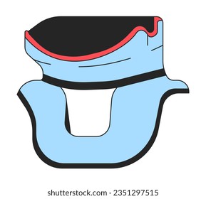 Cervical collar flat line color isolated vector object. Broken neck bandage. Editable clip art image on white background. Simple outline cartoon spot illustration for web design svg