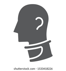 Cervical collar glyph icon, orthopedic and medical, neck collar sign, vector graphics, a solid pattern on a white background, eps 10.
