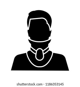 Cervical collar glyph icon. Silhouette symbol. Neck brace. Medical foam neck support. Negative space. Orthopedic collar. Traumatic head and neck injuries. Vector isolated illustration